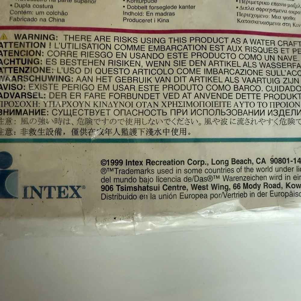 Vintage Intex The Wet Set Purple Inflatable Air Mat Vinyl Pool Float 1999 72x30